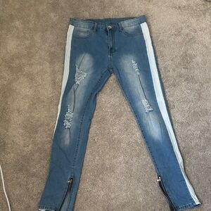 SHEIN Blue and White Skinny Jeans